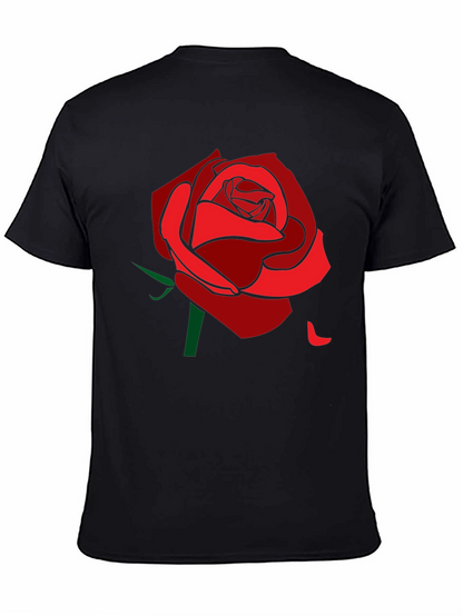 Rose Graphic Tee - Stylish Mens Black T-Shirt