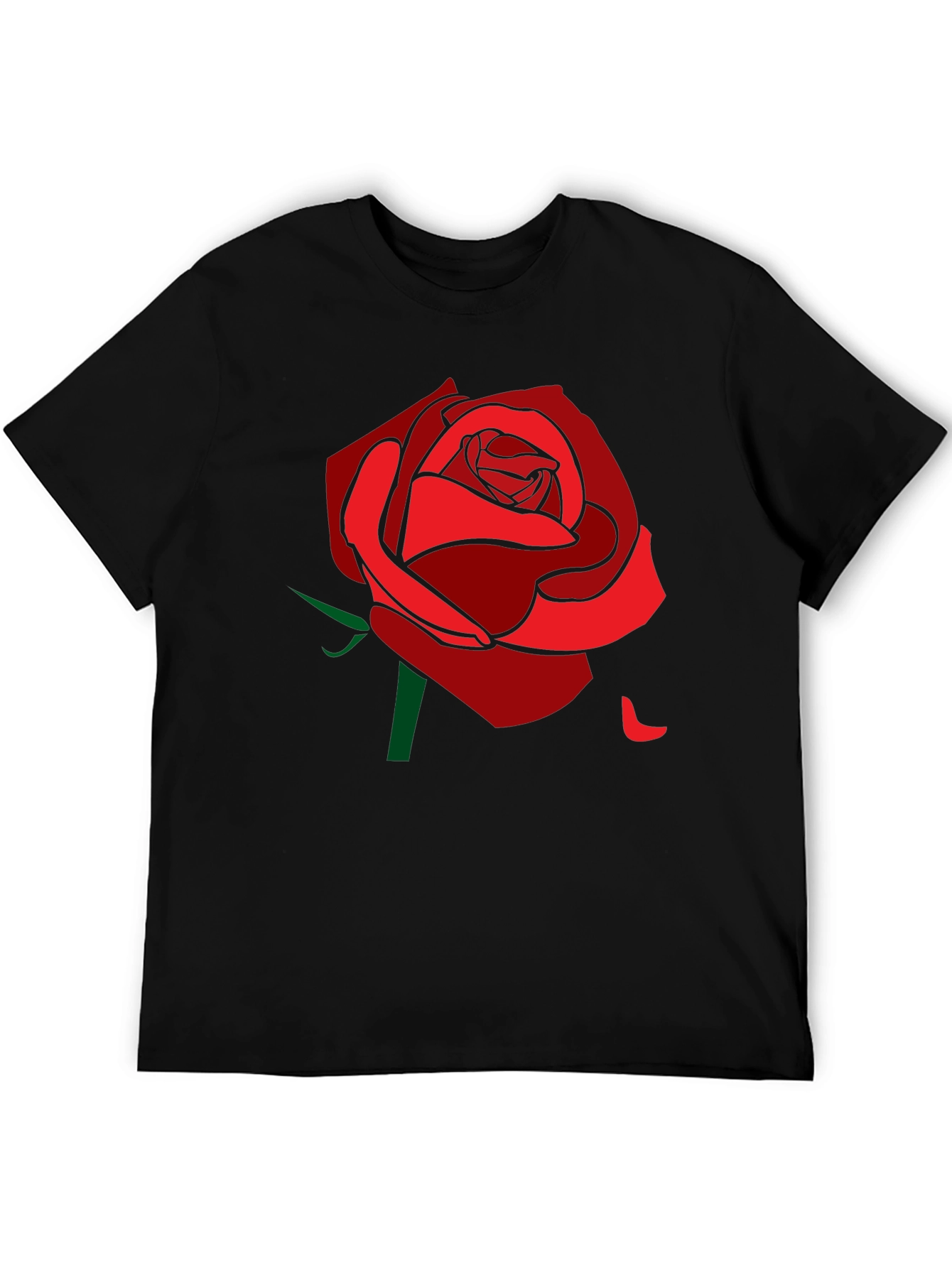 Rose Graphic Tee - Stylish Mens Black T-Shirt