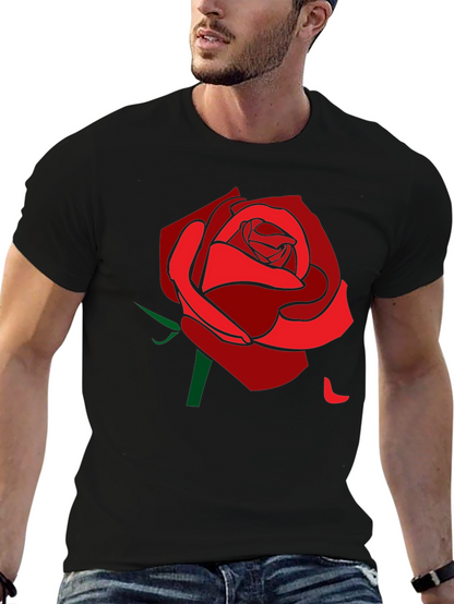 Rose Graphic Tee - Stylish Mens Black T-Shirt