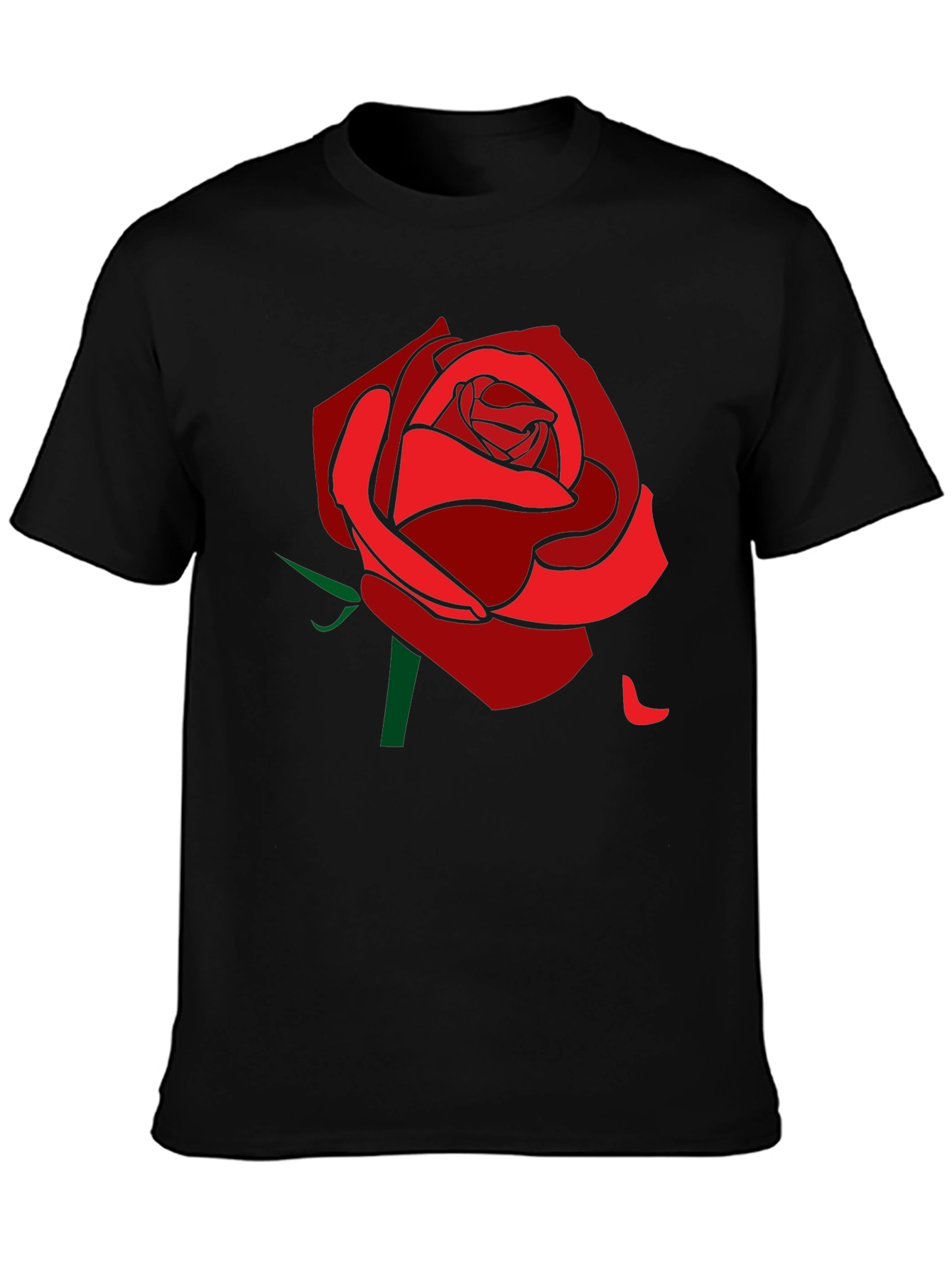 Rose Graphic Tee - Stylish Mens Black T-Shirt