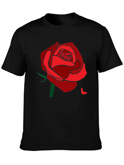 Rose Graphic Tee - Stylish Mens Black T-Shirt