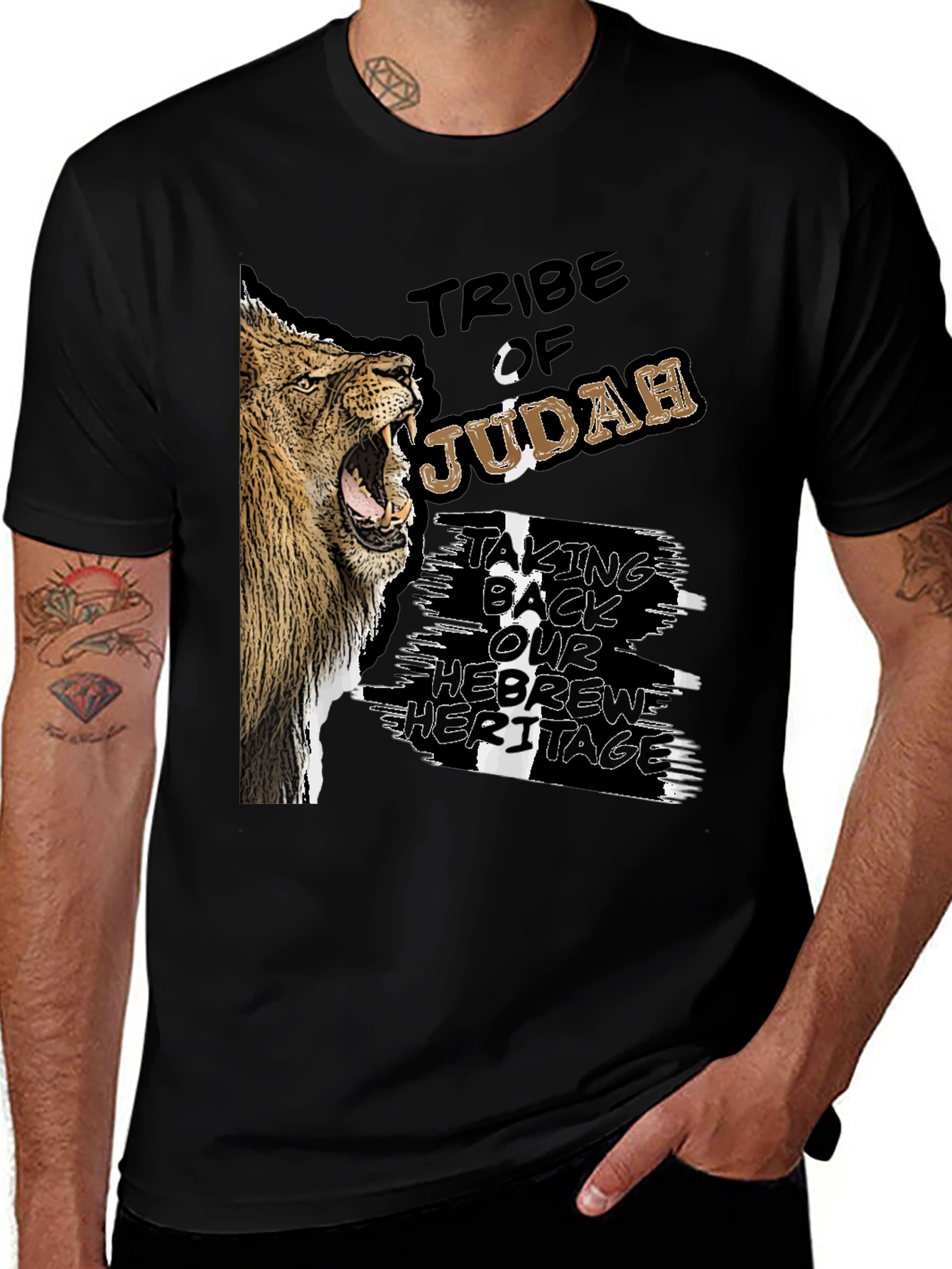 Tribe of Judah Lion Graphic Black T-Shirt