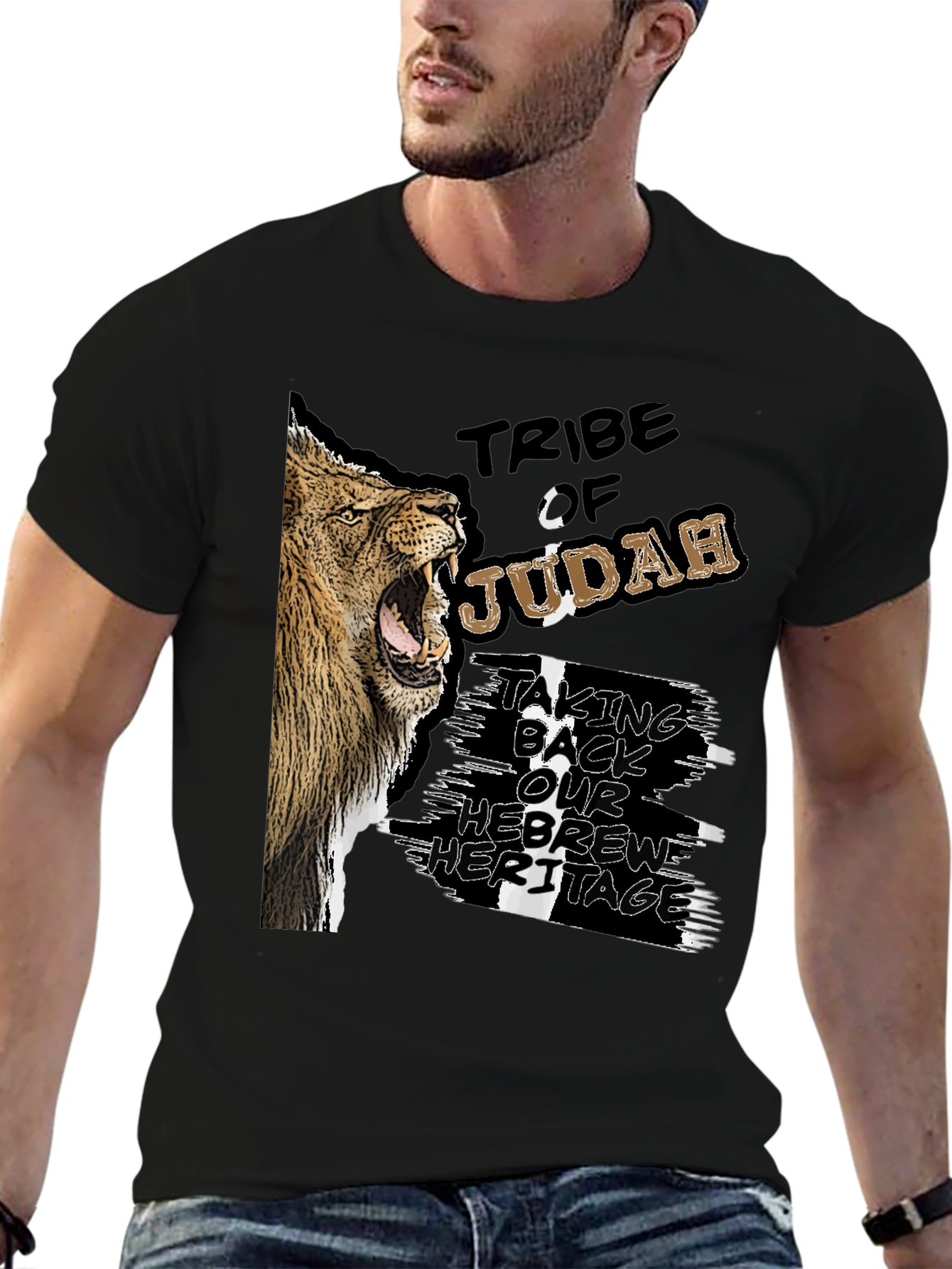 Tribe of Judah Lion Graphic Black T-Shirt