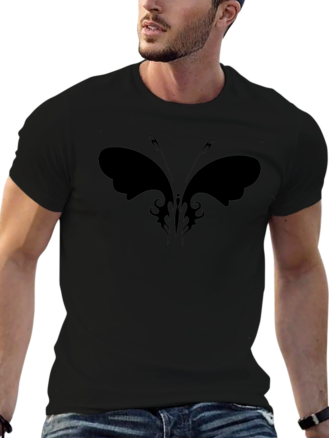 Butterfly Graphic Black Tee - Stylish & Unique