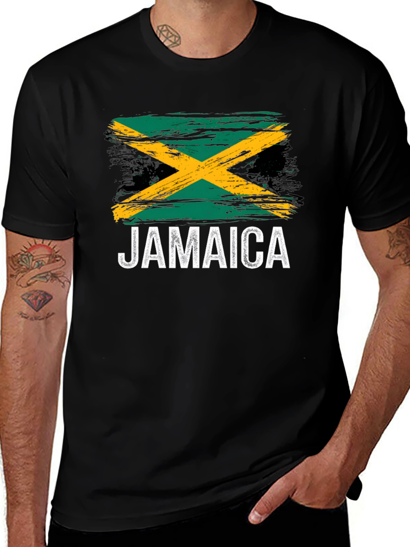 Jamaica Flag T-Shirt - Black Graphic Tee