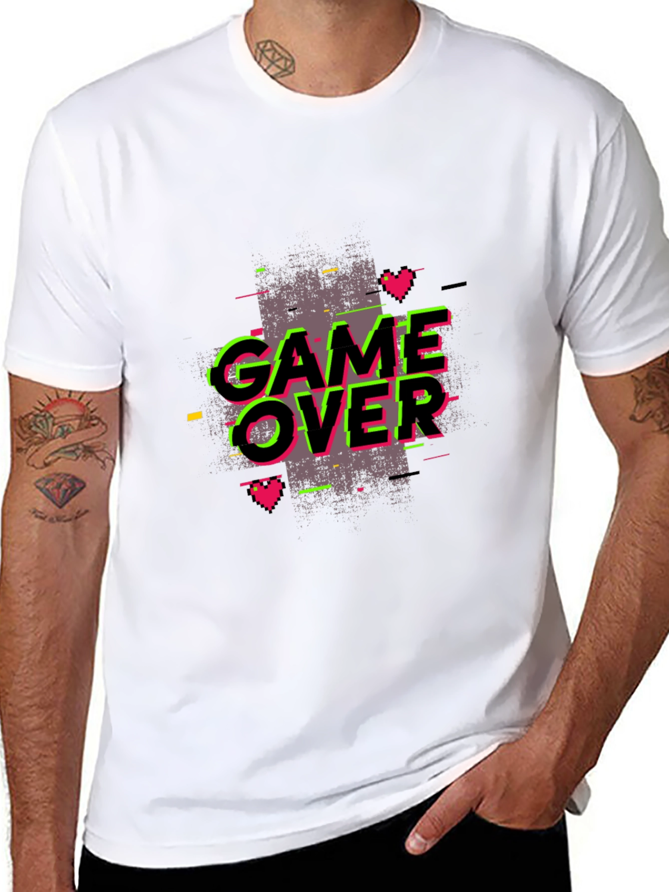 Game Over Graphic Black T-Shirt - Retro Gaming Style