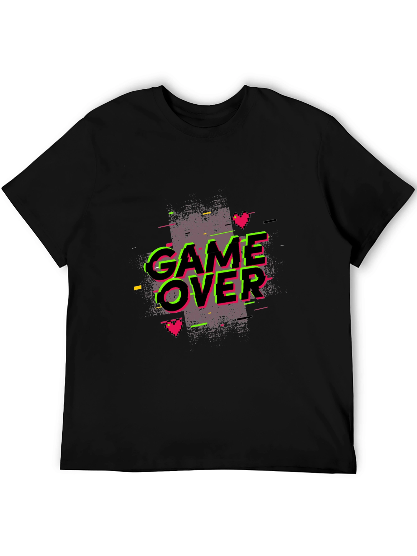 Game Over Graphic Black T-Shirt - Retro Gaming Style