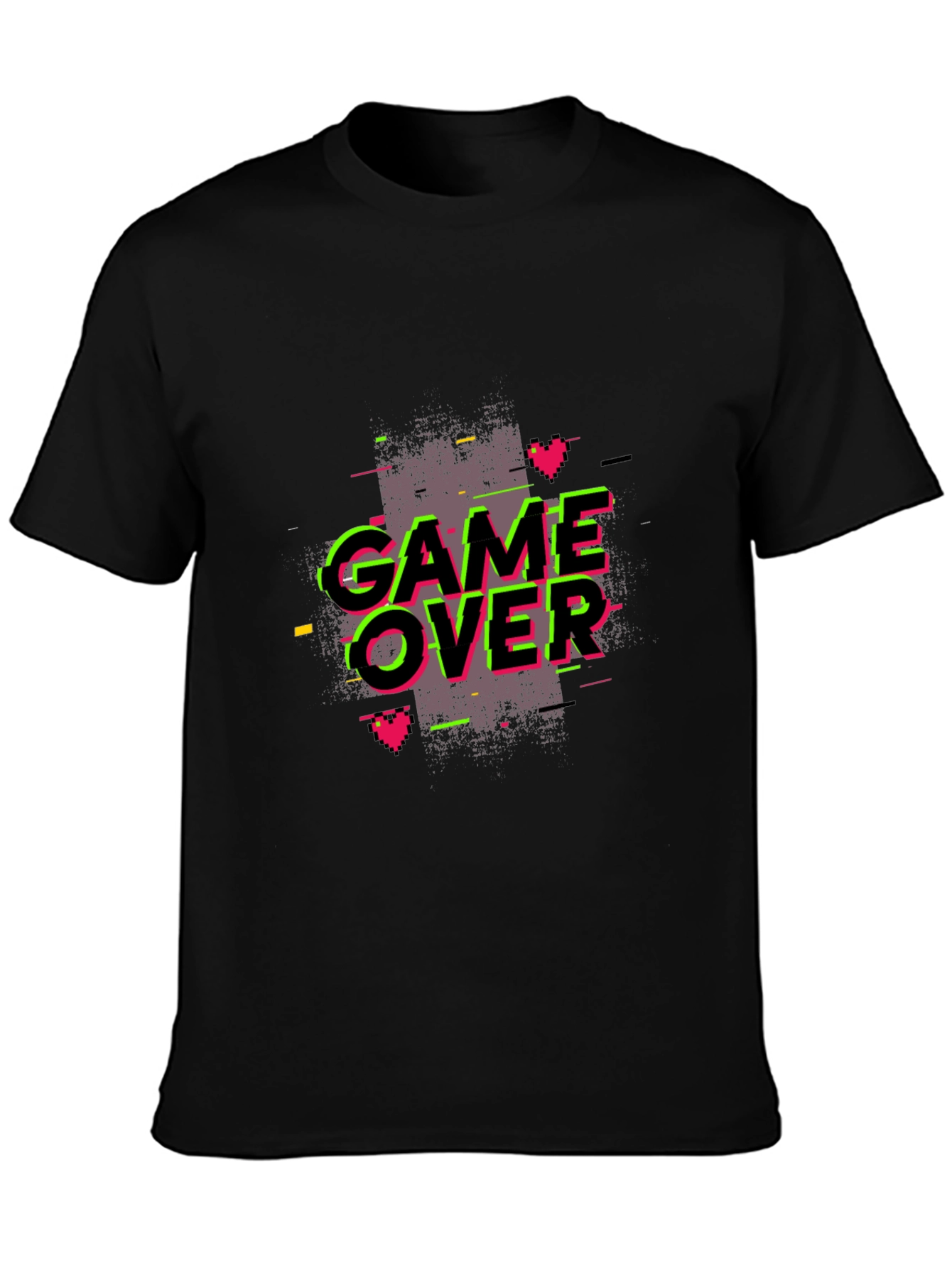 Game Over Graphic Black T-Shirt - Retro Gaming Style