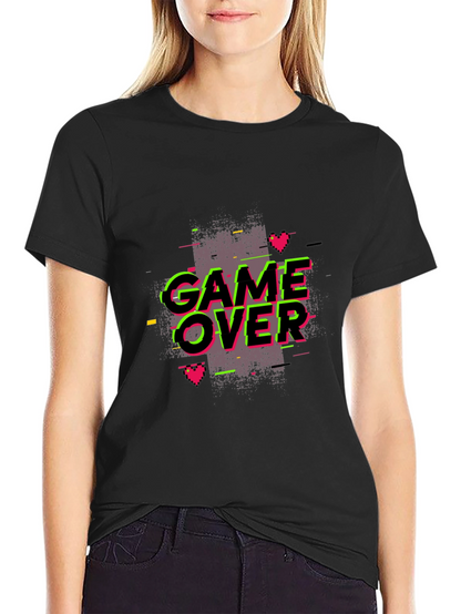 Game Over Graphic Black T-Shirt - Retro Gaming Style