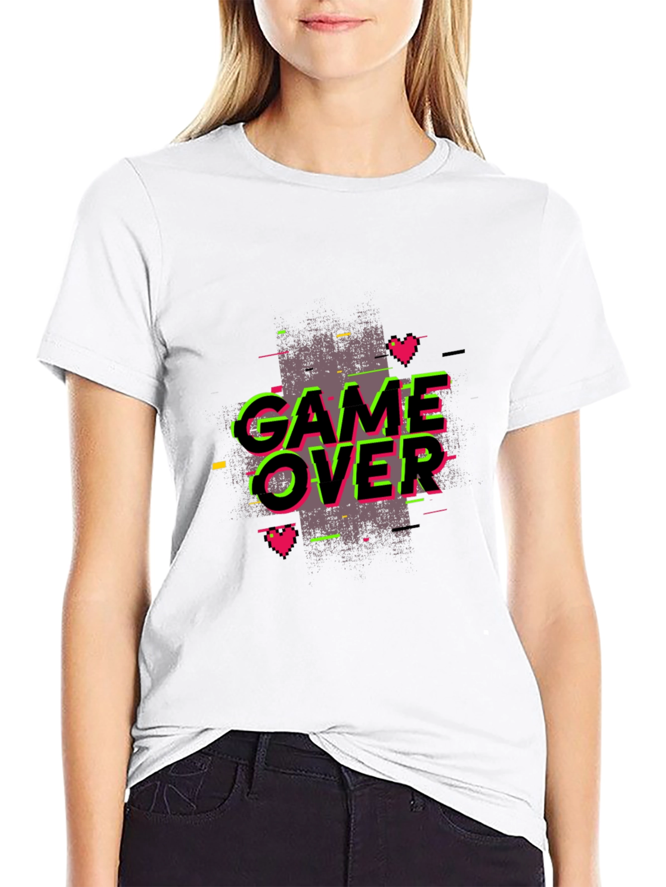 Game Over Graphic Black T-Shirt - Retro Gaming Style