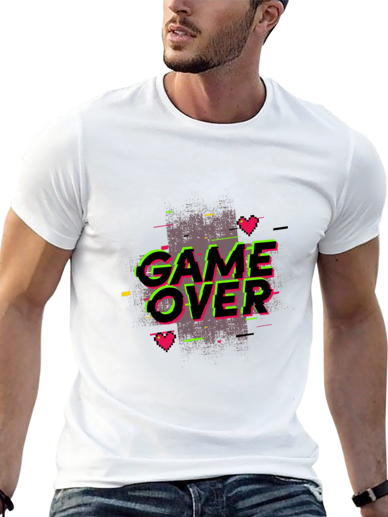 Game Over Graphic Black T-Shirt - Retro Gaming Style