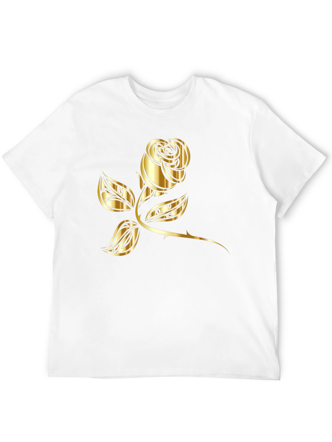 Black T-Shirt with Golden Rose Graphic