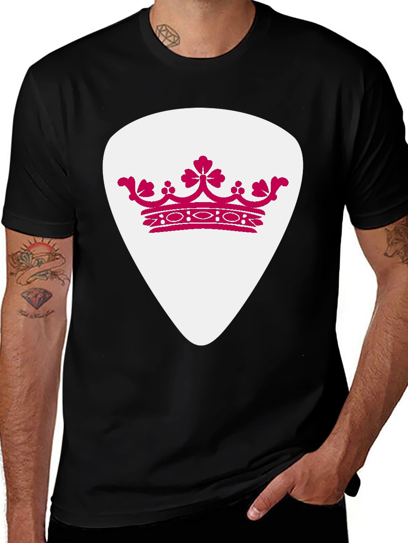 Crown Guitar Pick Graphic T-Shirt - Music Lover Tee