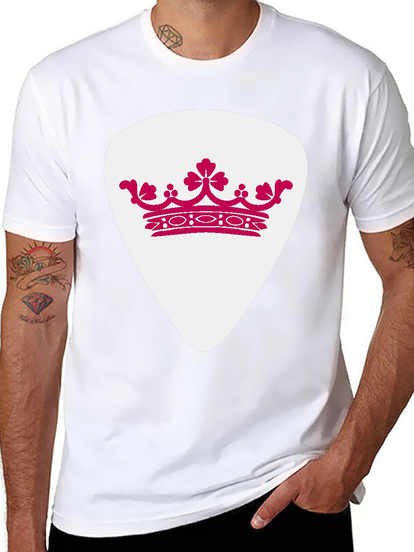 Crown Guitar Pick Graphic T-Shirt - Music Lover Tee