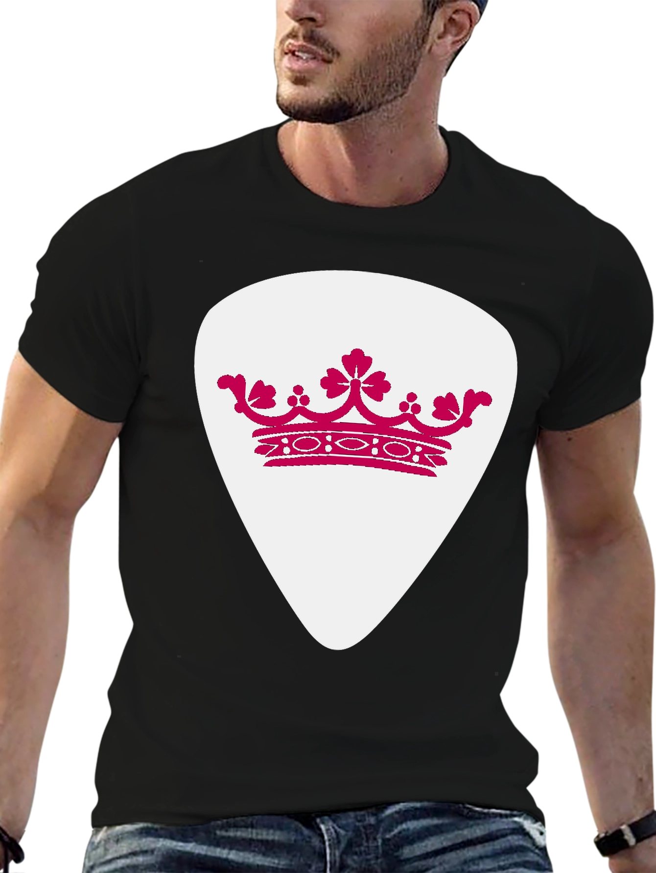 Crown Guitar Pick Graphic T-Shirt - Music Lover Tee
