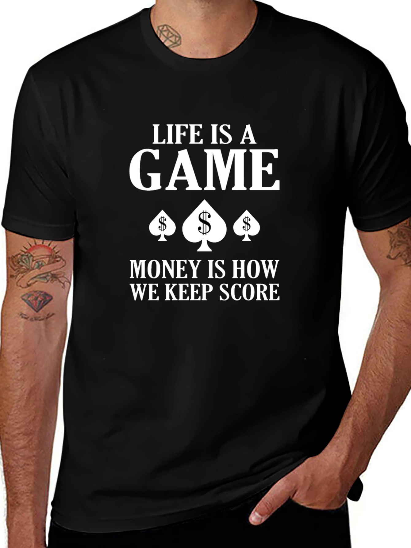 Life is a Game Mens Black Graphic T-Shirt