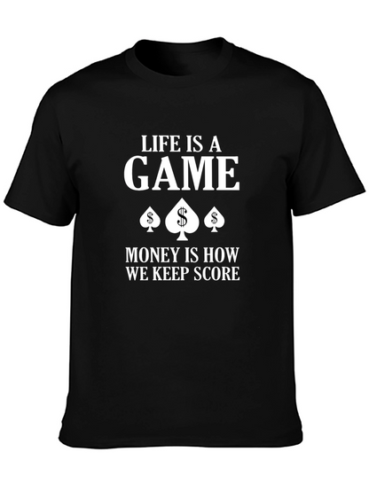 Life is a Game Mens Black Graphic T-Shirt