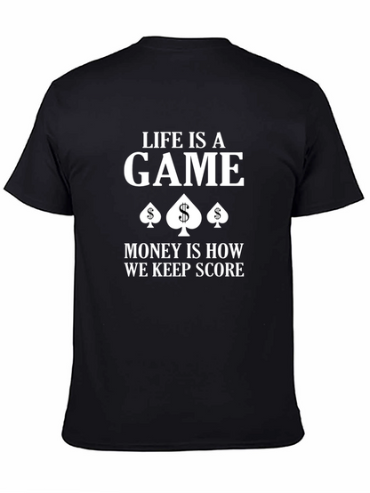 Life is a Game Mens Black Graphic T-Shirt