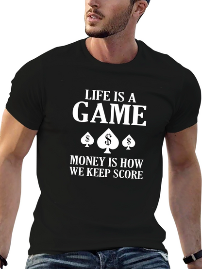 Life is a Game Mens Black Graphic T-Shirt