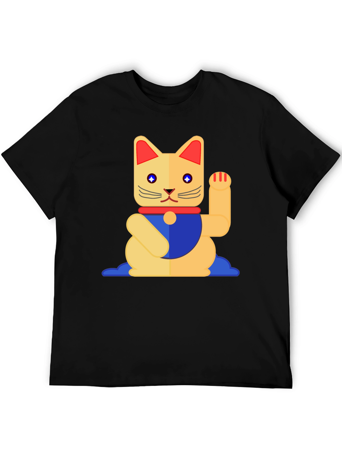 Lucky Cat Graphic T-Shirt - Black Cotton Tee