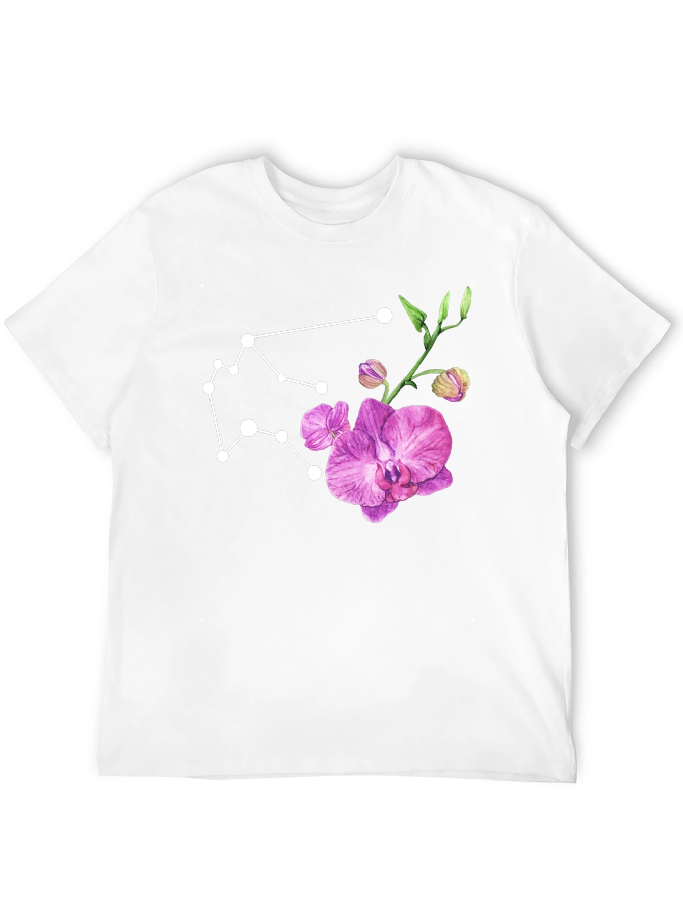 Aquarius Constellation & Floral Black Tee