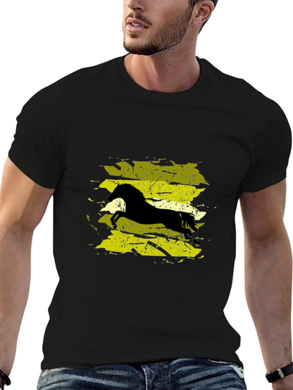 Black T-Shirt with Horse Graphic