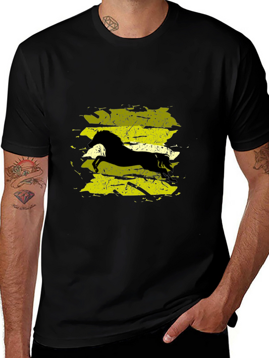 Black T-Shirt with Horse Graphic