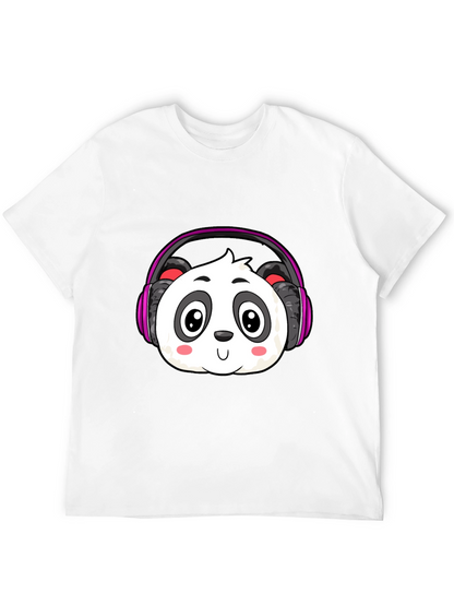 Cute Panda Headphones Graphic T-Shirt