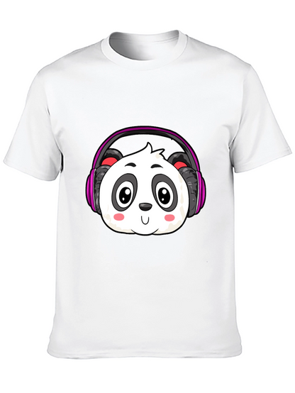 Cute Panda Headphones Graphic T-Shirt