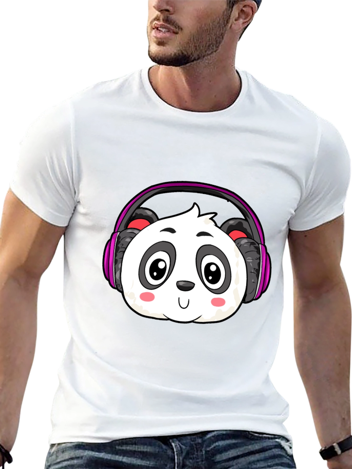 Cute Panda Headphones Graphic T-Shirt