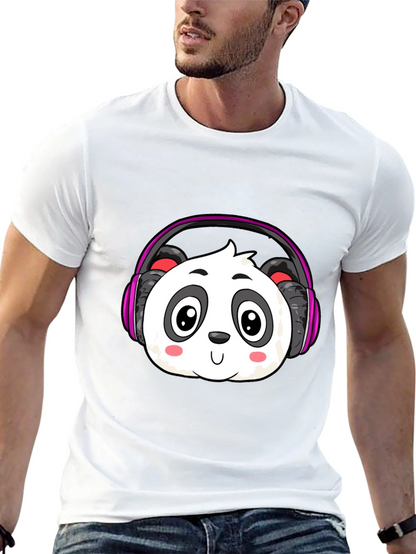 Cute Panda Headphones Graphic T-Shirt