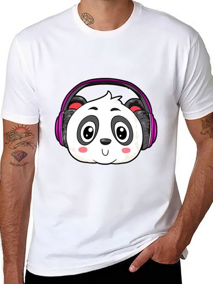 Cute Panda Headphones Graphic T-Shirt