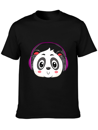 Cute Panda Headphones Graphic T-Shirt