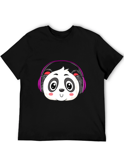 Cute Panda Headphones Graphic T-Shirt