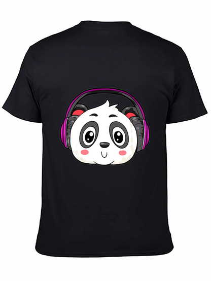 Cute Panda Headphones Graphic T-Shirt