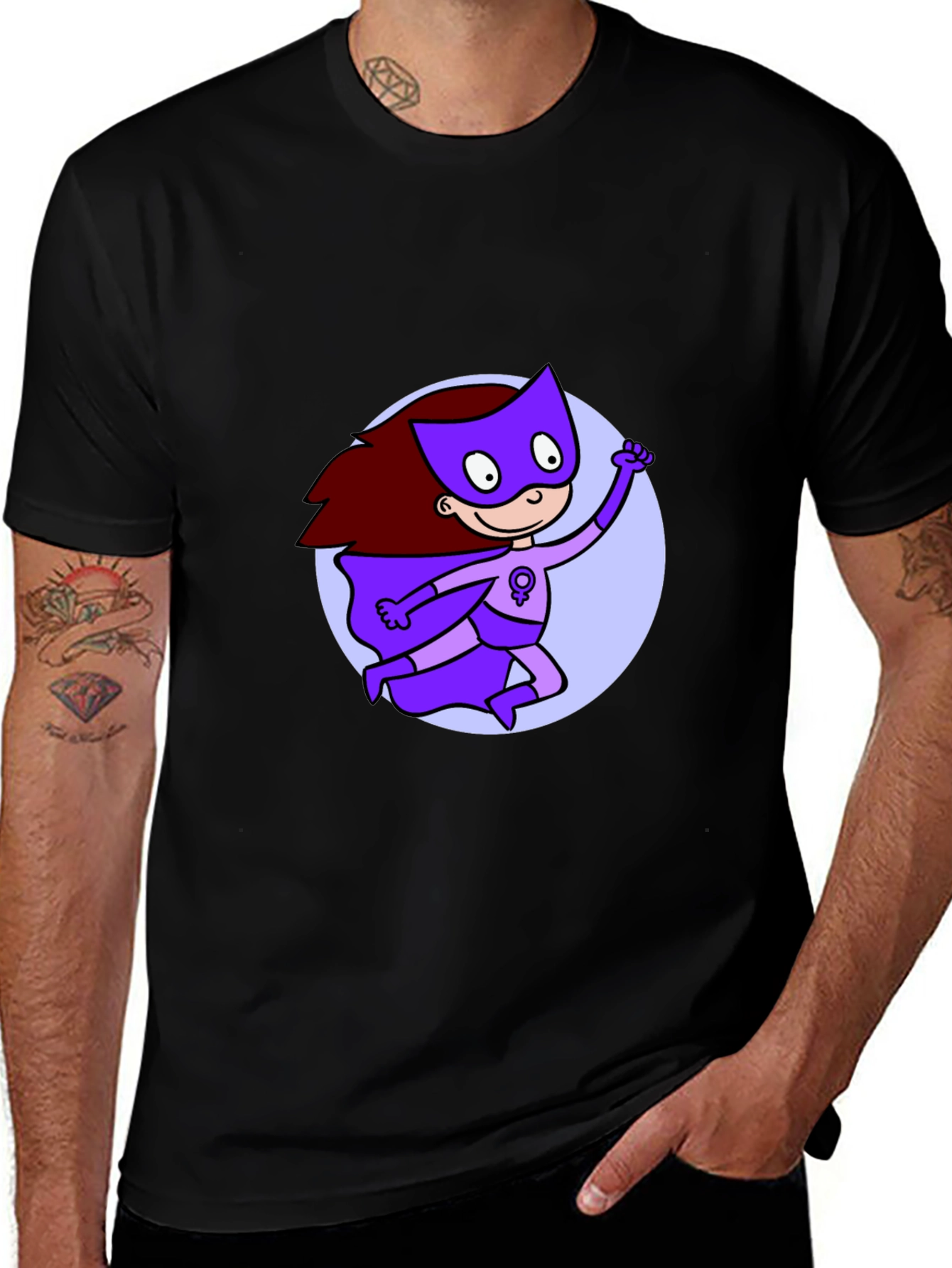 Feminist Super Hero Black T-Shirt