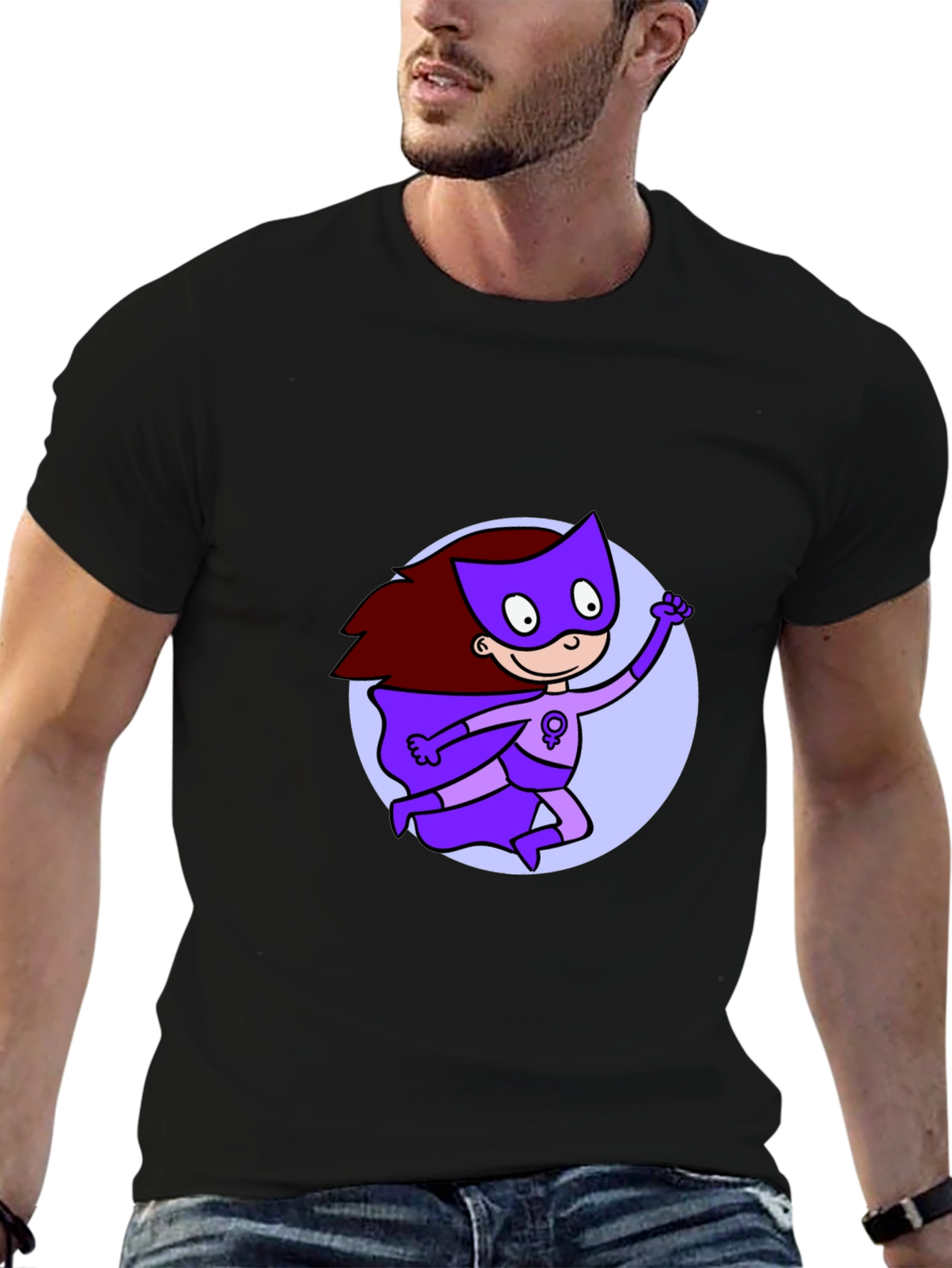 Feminist Super Hero Black T-Shirt