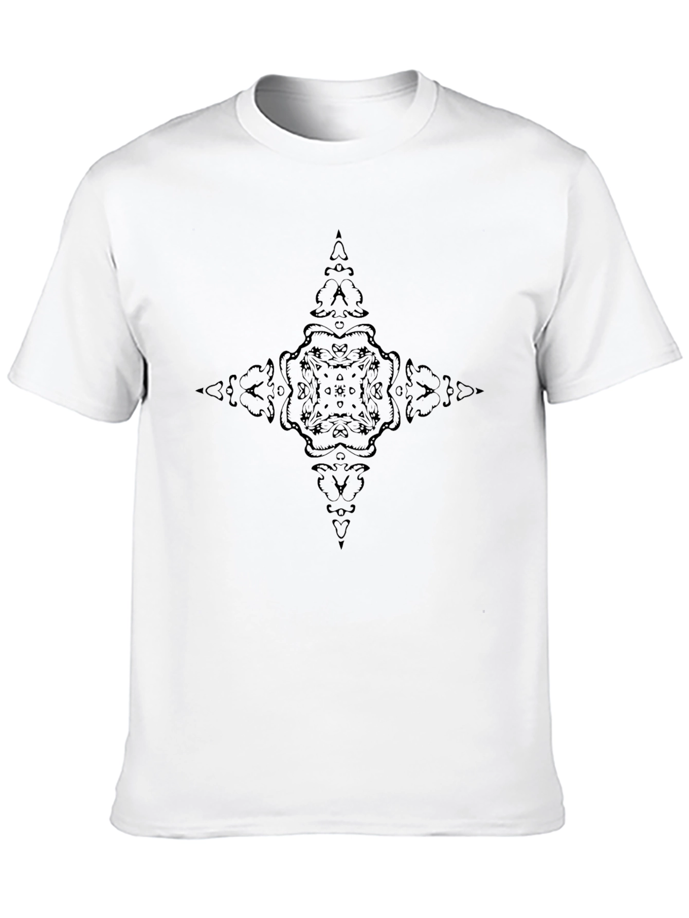 Mens Black T-Shirt with Dark Ornamental Design