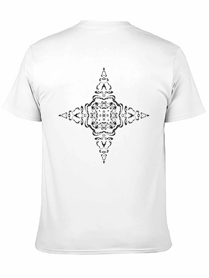 Mens Black T-Shirt with Dark Ornamental Design