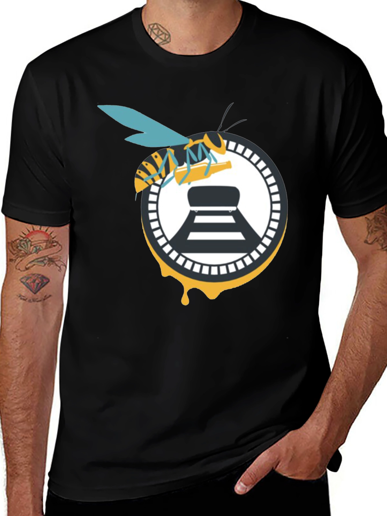 Bee and Beer Logo Black T-Shirt