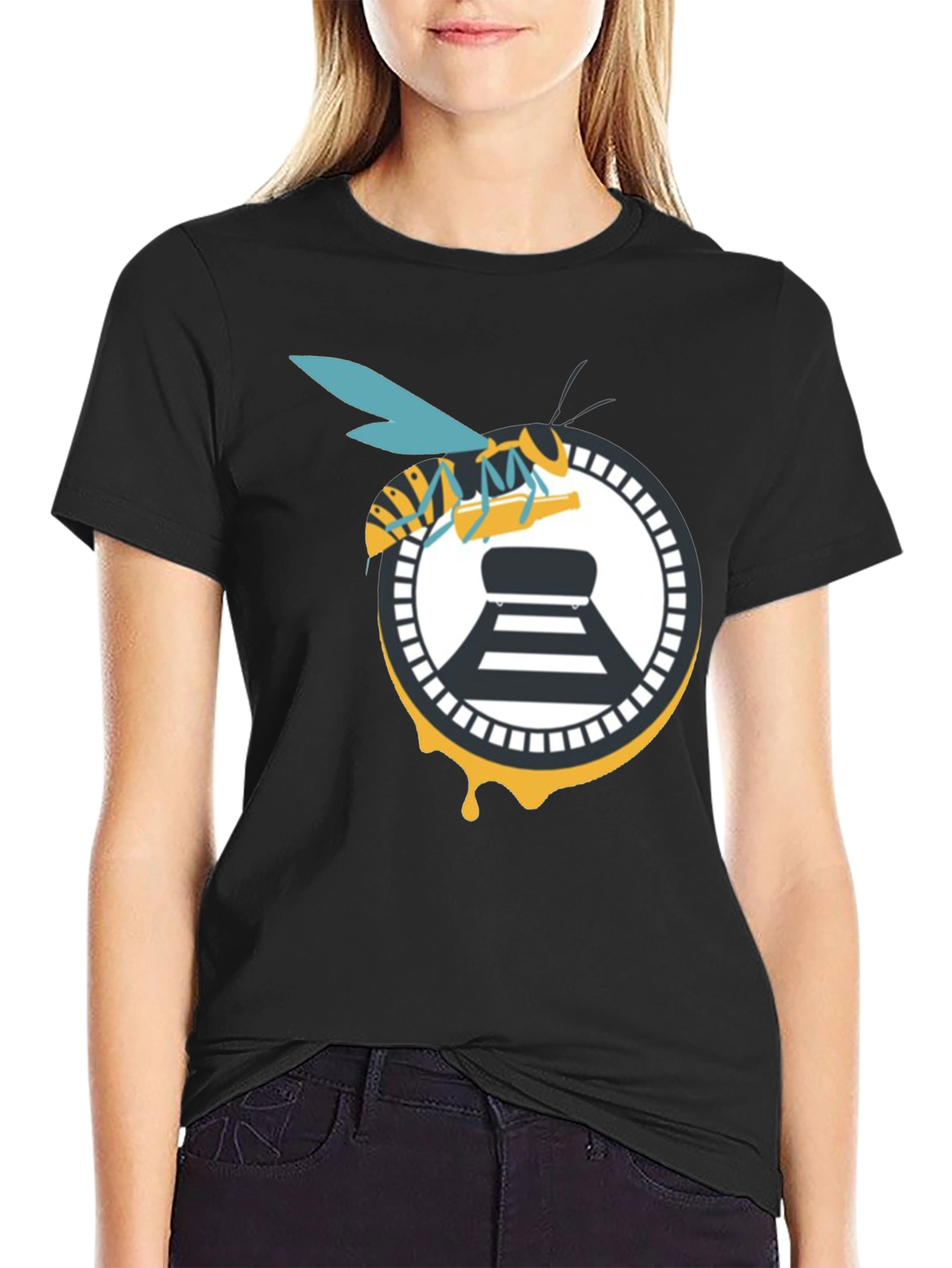 Bee and Beer Logo Black T-Shirt