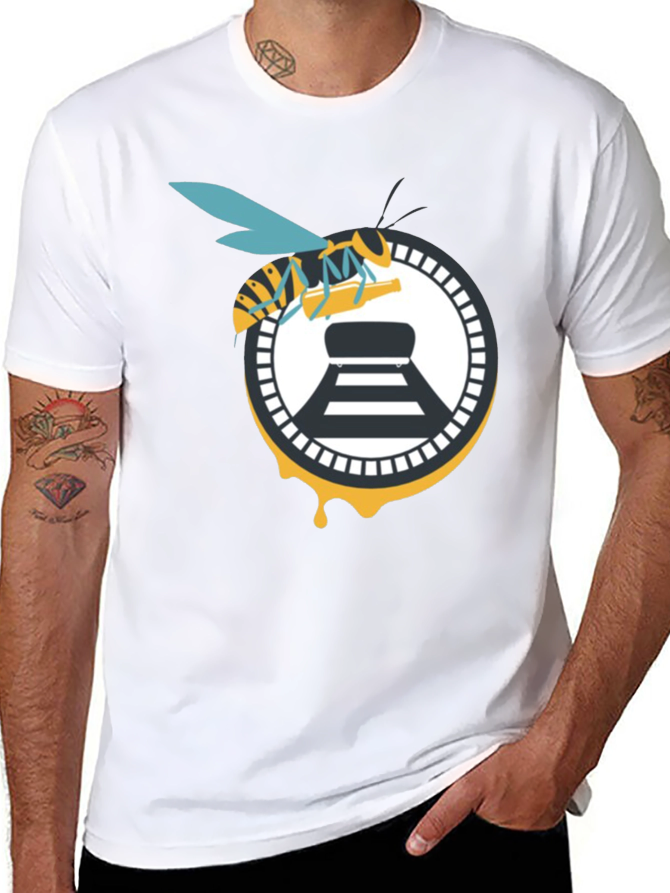Bee and Beer Logo Black T-Shirt