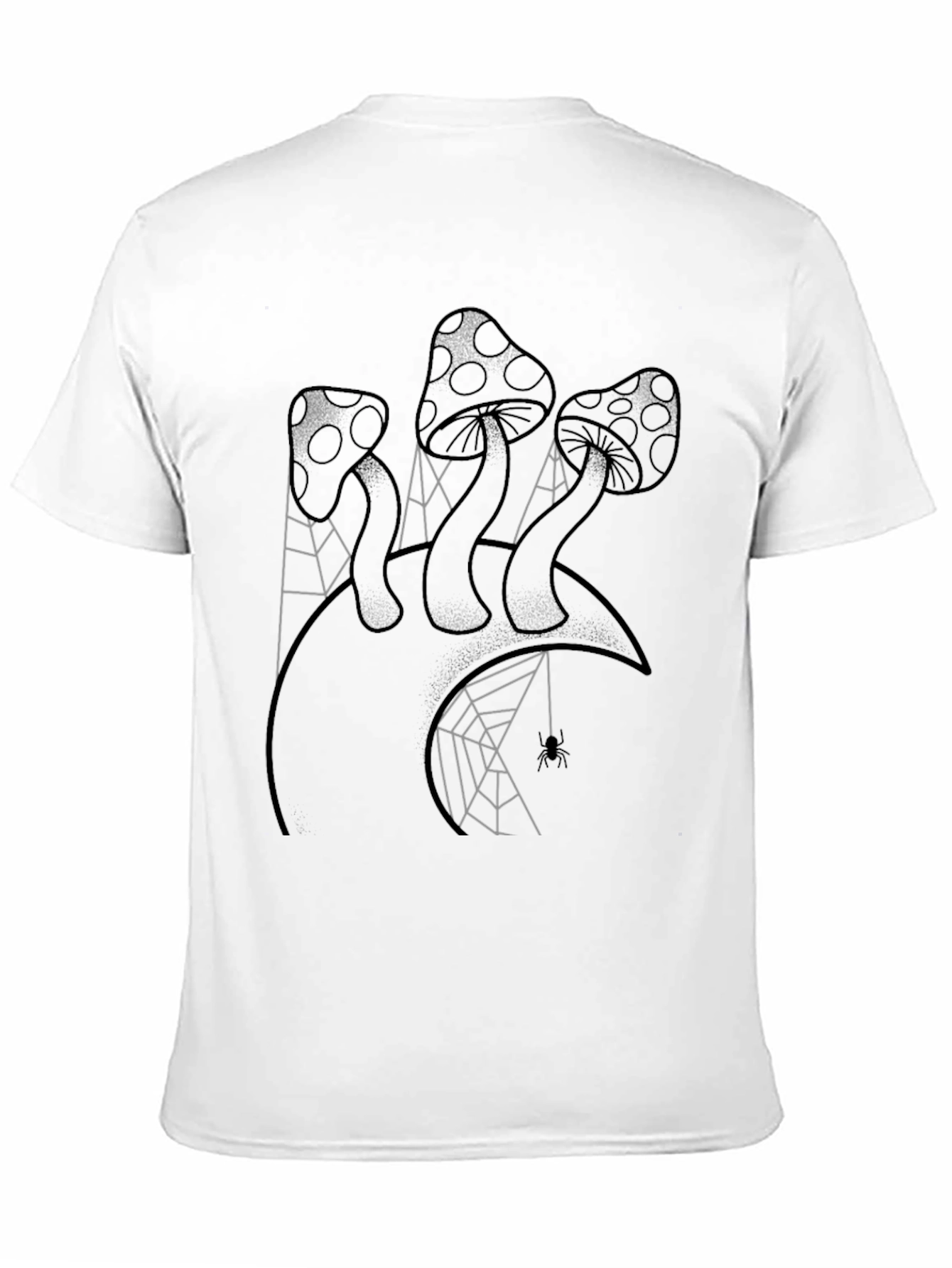 Mushroom and Spiderweb Graphic Tee - Black