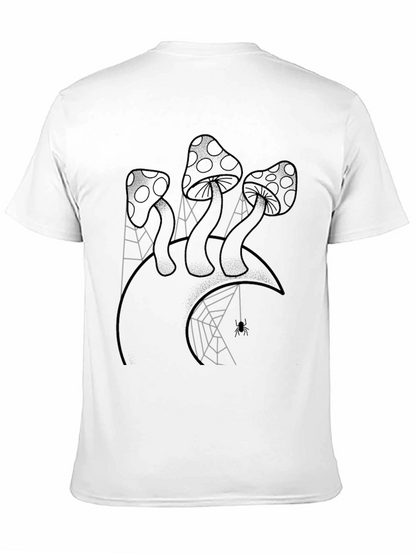 Mushroom and Spiderweb Graphic Tee - Black