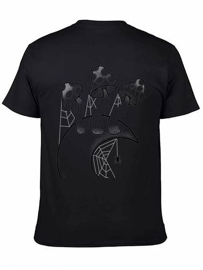Mushroom and Spiderweb Graphic Tee - Black