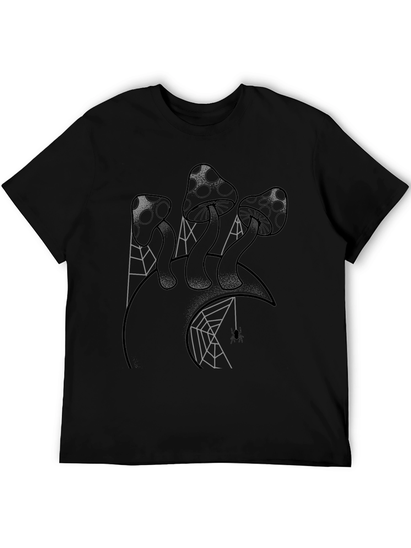 Mushroom and Spiderweb Graphic Tee - Black
