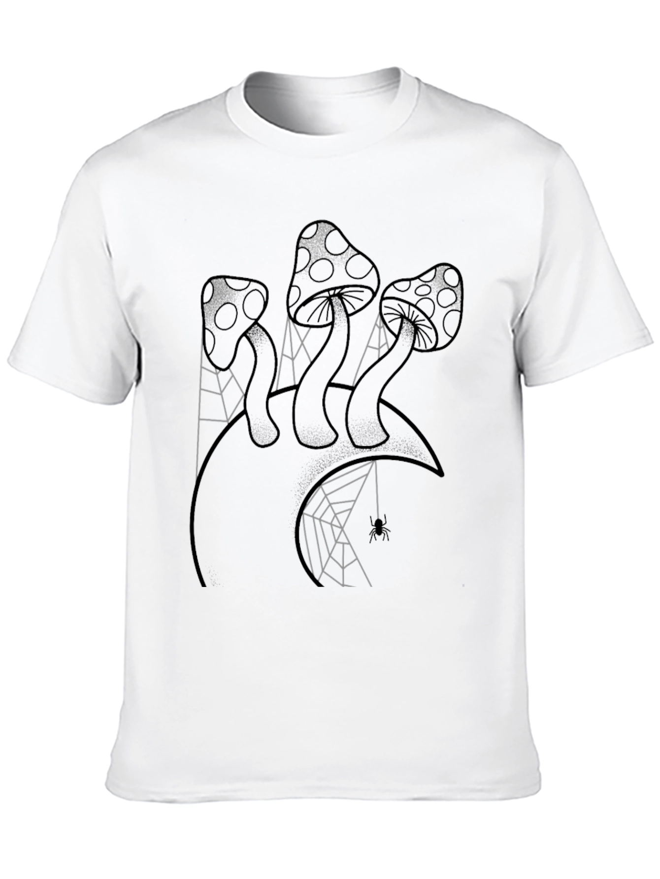 Mushroom and Spiderweb Graphic Tee - Black