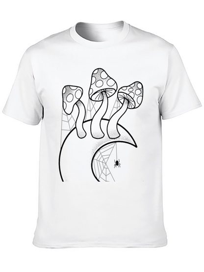 Mushroom and Spiderweb Graphic Tee - Black