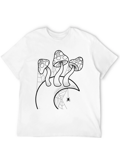 Mushroom and Spiderweb Graphic Tee - Black