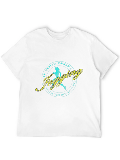 Jogging Slogan T-Shirt - Black Casual Tee